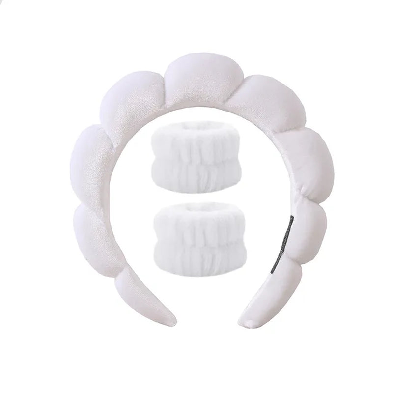 Makeup Headband Puffy Sponge Spa Head Bands for Women Girls Washing Face Skincare Yoga Facial Mask Sports Hairbands Headwear