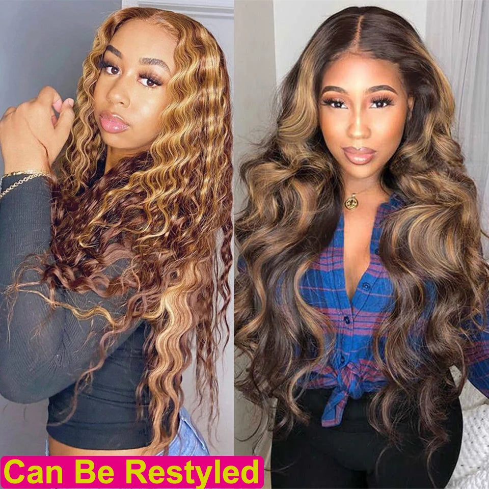 Premium 13x4 HD Lace Frontal Wig 4/27# Highlights Blonde Colored Human Hair Wigs Brazilian Straight Lace Front Human Hair Wigs