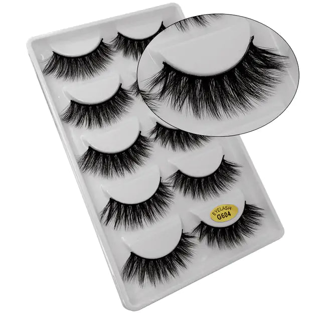 Glamorous 3D mink eyelashes from Skin Deep Beauty&More. Five pairs of voluptuous, wispy lashes in a sleek, reusable case.