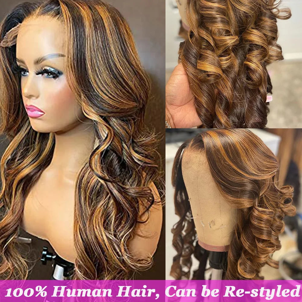 30 34 Inch HD Ombre Highlight Wigs Body Wave Lace Frontal Wigs Honey Blonde Body Wave Human Hair Wigs 13x4 13x6 Lace Front Wigs