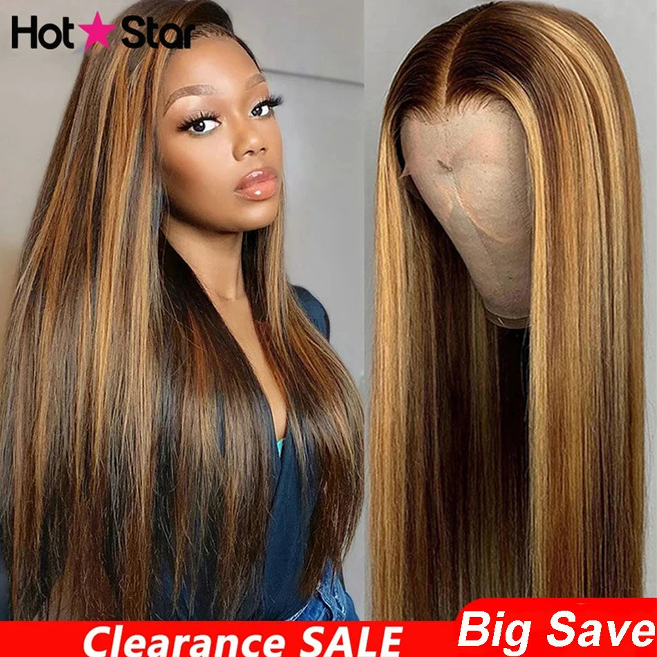 Premium 13x4 HD Lace Frontal Wig 4/27# Highlights Blonde Colored Human Hair Wigs Brazilian Straight Lace Front Human Hair Wigs