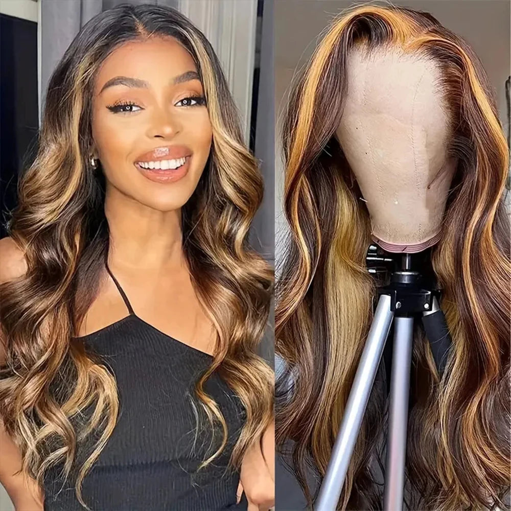 30 34 Inch HD Ombre Highlight Wigs Body Wave Lace Frontal Wigs Honey Blonde Body Wave Human Hair Wigs 13x4 13x6 Lace Front Wigs