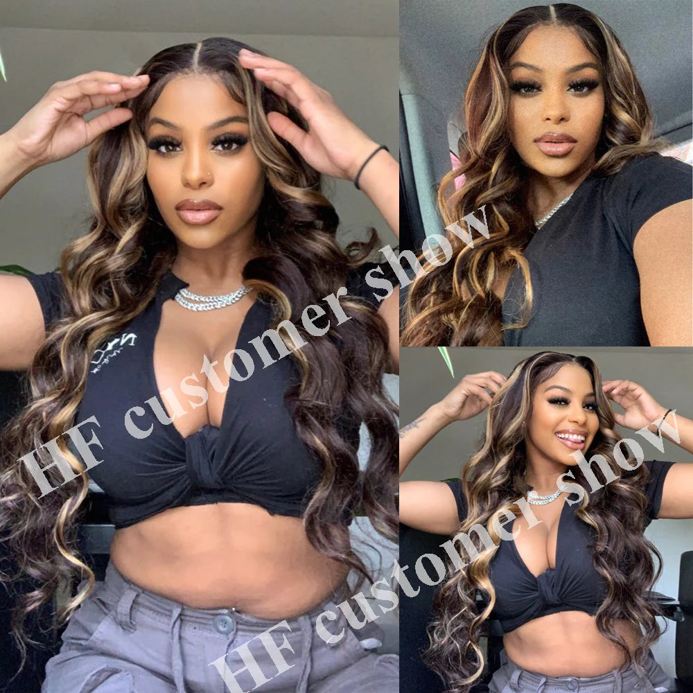 30 34 Inch HD Ombre Highlight Wigs Body Wave Lace Frontal Wigs Honey Blonde Body Wave Human Hair Wigs 13x4 13x6 Lace Front Wigs