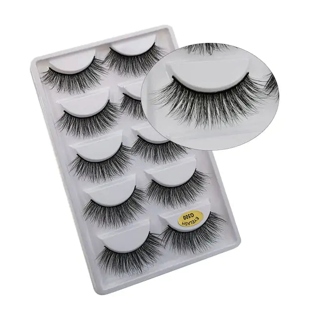 Glamorous 3D mink eyelashes from Skin Deep Beauty&More, featuring a set of 5 fluffy and volumizing lashes for captivating eyes.